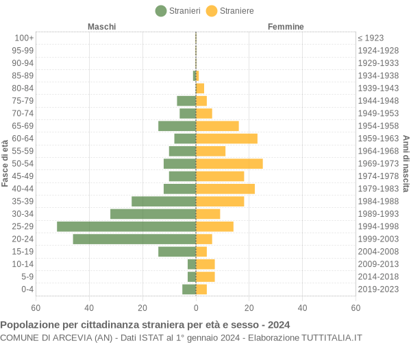 Grafico cittadini stranieri - Arcevia 2024