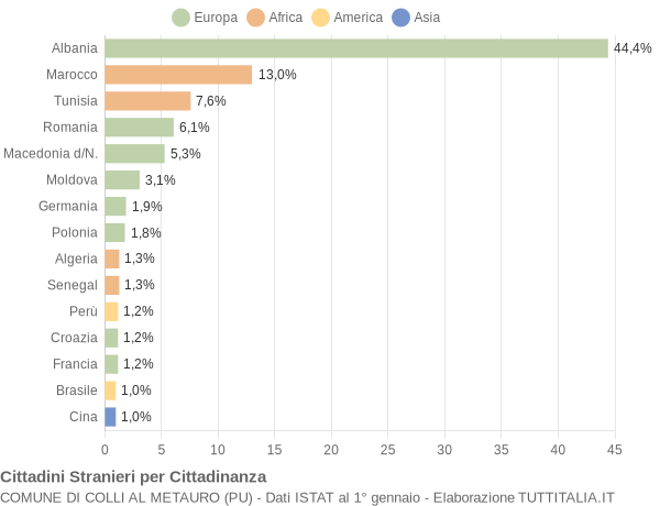 Grafico cittadinanza stranieri - Colli al Metauro 2006