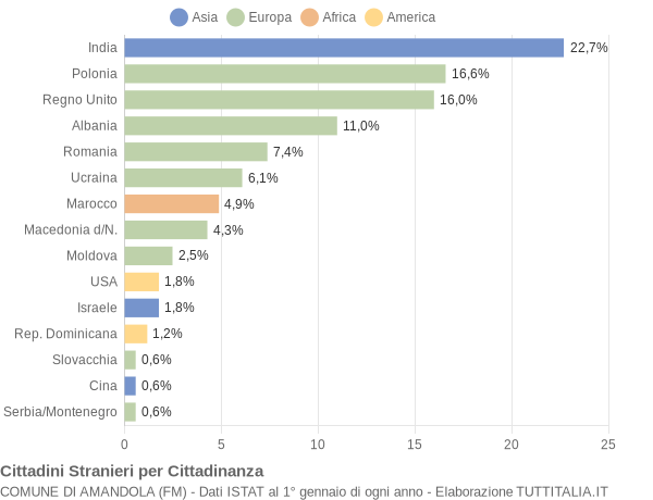 Grafico cittadinanza stranieri - Amandola 2005