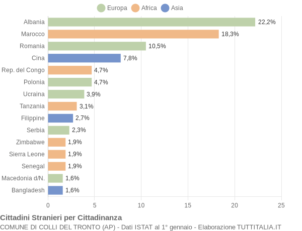 Grafico cittadinanza stranieri - Colli del Tronto 2011