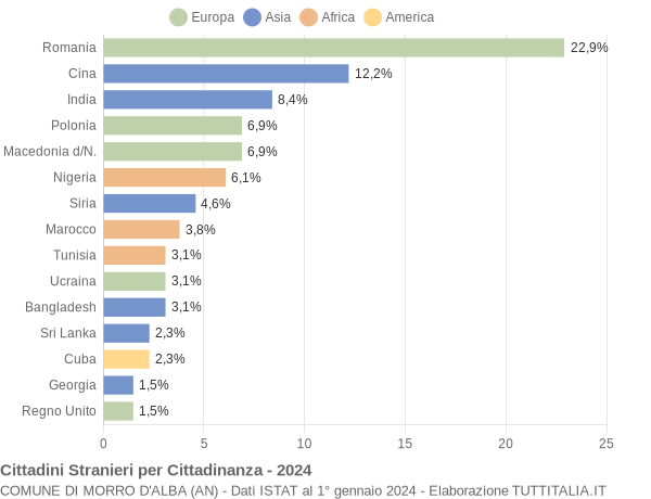 Grafico cittadinanza stranieri - Morro d'Alba 2024