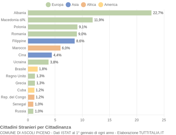 Grafico cittadinanza stranieri - Ascoli Piceno 2004