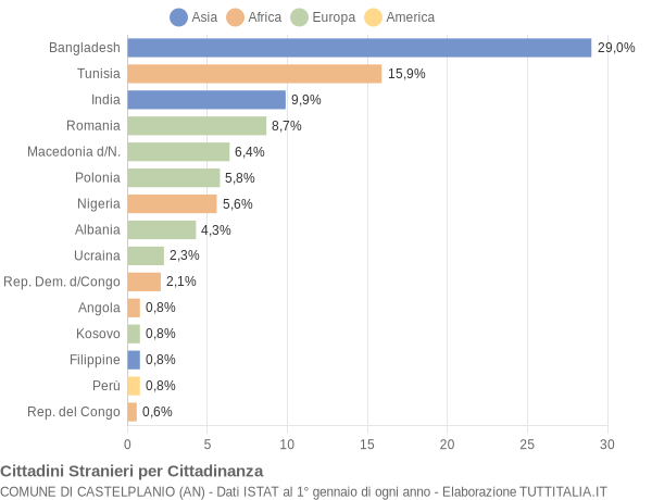 Grafico cittadinanza stranieri - Castelplanio 2014