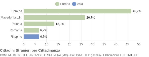 Grafico cittadinanza stranieri - Castelsantangelo sul Nera 2008