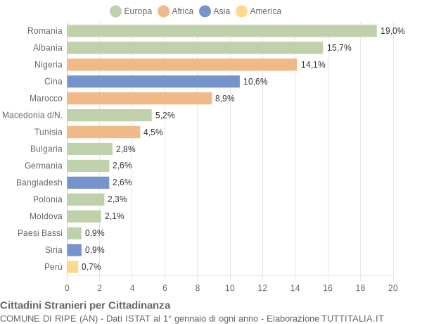 Grafico cittadinanza stranieri - Ripe 2009