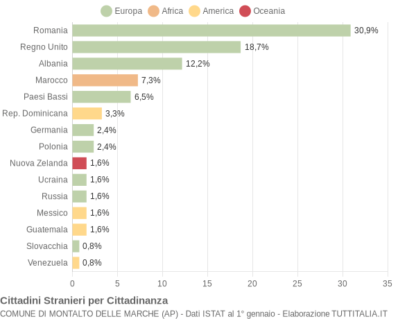 Grafico cittadinanza stranieri - Montalto delle Marche 2013