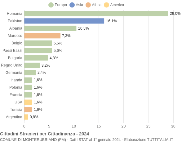 Grafico cittadinanza stranieri - Monterubbiano 2024