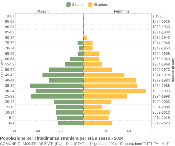 Grafico cittadini stranieri - Montelabbate 2024