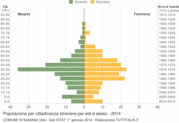 Grafico cittadini stranieri - Numana 2014