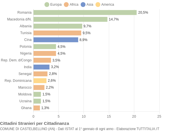 Grafico cittadinanza stranieri - Castelbellino 2014