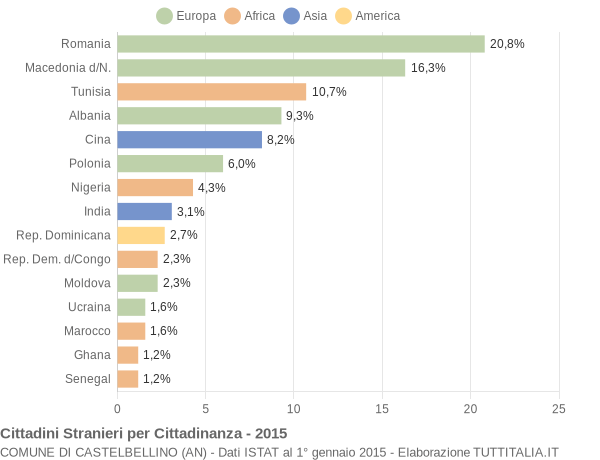 Grafico cittadinanza stranieri - Castelbellino 2015