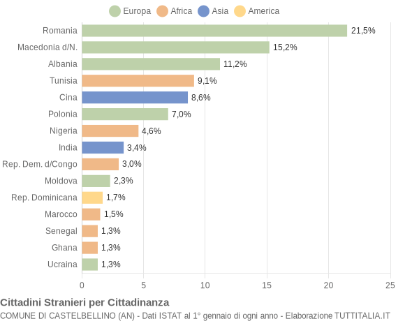 Grafico cittadinanza stranieri - Castelbellino 2016