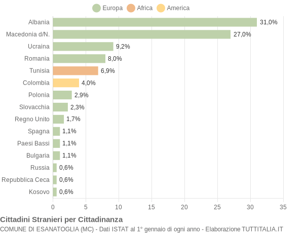 Grafico cittadinanza stranieri - Esanatoglia 2015