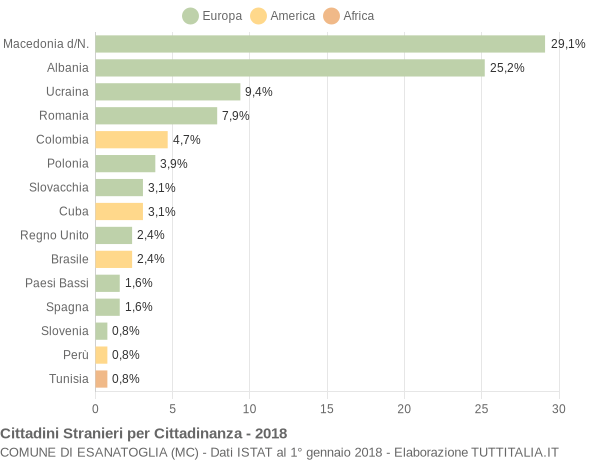 Grafico cittadinanza stranieri - Esanatoglia 2018