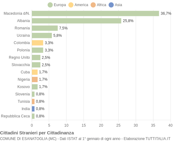 Grafico cittadinanza stranieri - Esanatoglia 2020