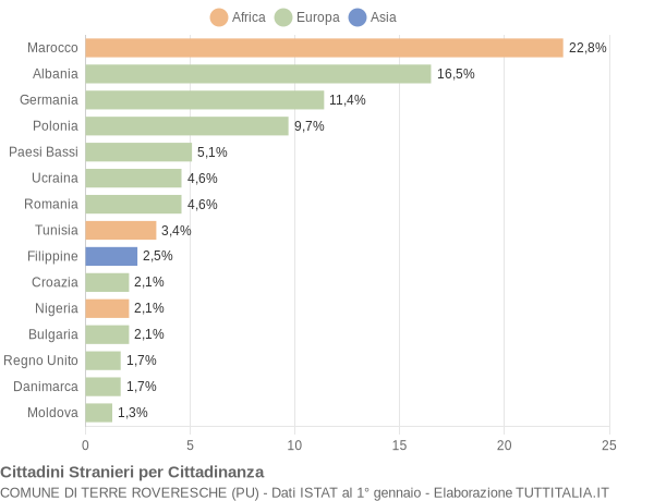 Grafico cittadinanza stranieri - Terre Roveresche 2007