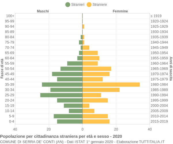 Grafico cittadini stranieri - Serra de' Conti 2020