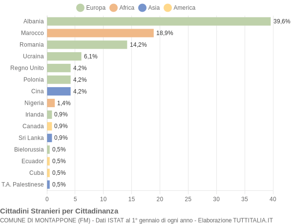 Grafico cittadinanza stranieri - Montappone 2018