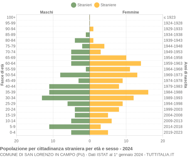 Grafico cittadini stranieri - San Lorenzo in Campo 2024