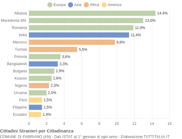 Grafico cittadinanza stranieri - Fabriano 2013