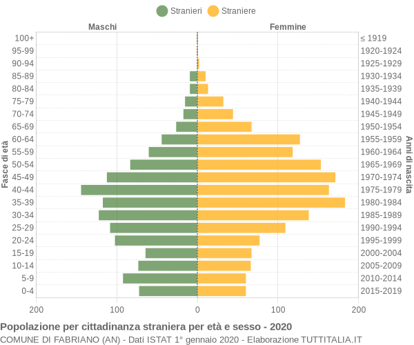 Grafico cittadini stranieri - Fabriano 2020