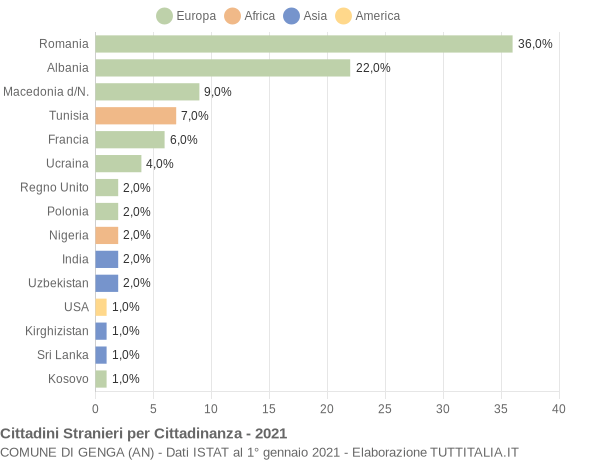 Grafico cittadinanza stranieri - Genga 2021