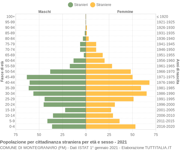 Grafico cittadini stranieri - Montegranaro 2021