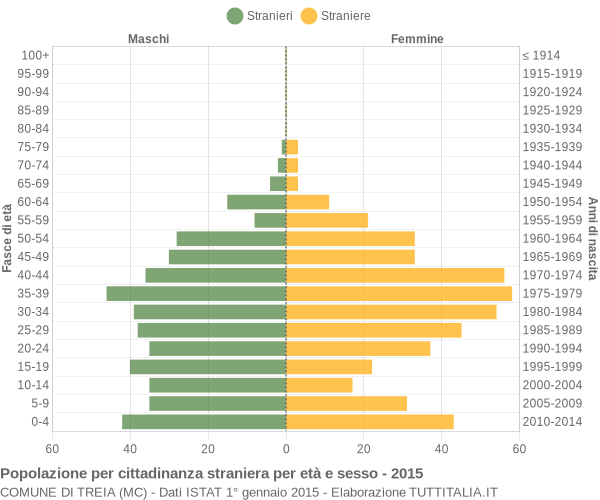 Grafico cittadini stranieri - Treia 2015