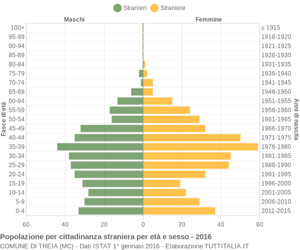 Grafico cittadini stranieri - Treia 2016