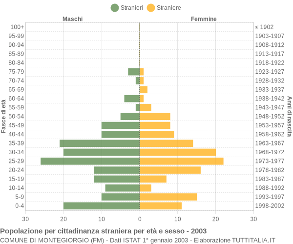Grafico cittadini stranieri - Montegiorgio 2003