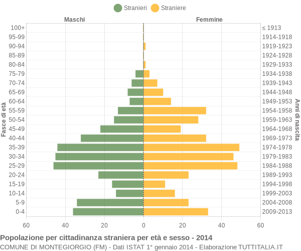 Grafico cittadini stranieri - Montegiorgio 2014