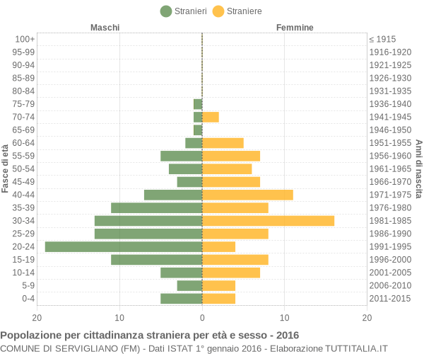 Grafico cittadini stranieri - Servigliano 2016