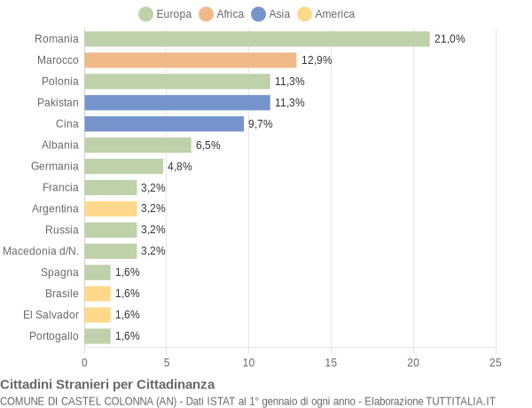 Grafico cittadinanza stranieri - Castel Colonna 2008