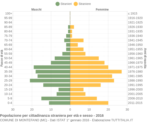 Grafico cittadini stranieri - Montefano 2016