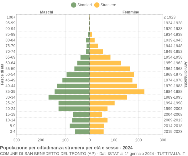 Grafico cittadini stranieri - San Benedetto del Tronto 2024