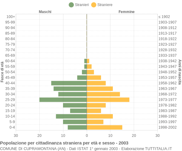 Grafico cittadini stranieri - Cupramontana 2003