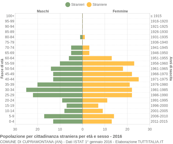 Grafico cittadini stranieri - Cupramontana 2016