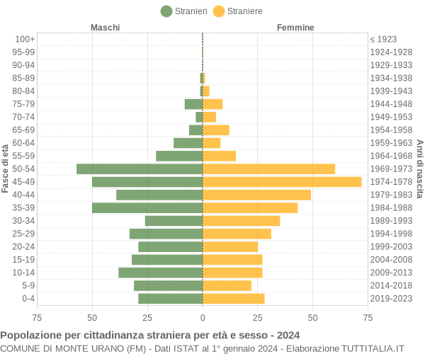 Grafico cittadini stranieri - Monte Urano 2024