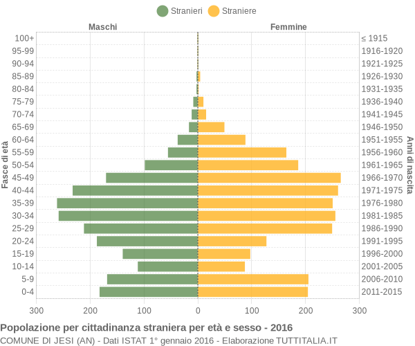 Grafico cittadini stranieri - Jesi 2016