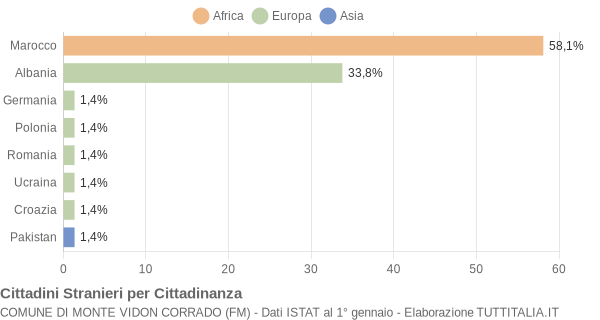 Grafico cittadinanza stranieri - Monte Vidon Corrado 2004