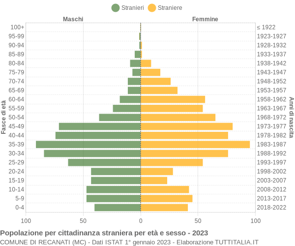 Grafico cittadini stranieri - Recanati 2023