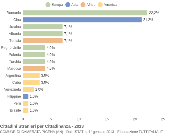 Grafico cittadinanza stranieri - Camerata Picena 2013