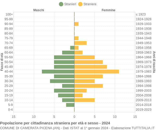 Grafico cittadini stranieri - Camerata Picena 2024