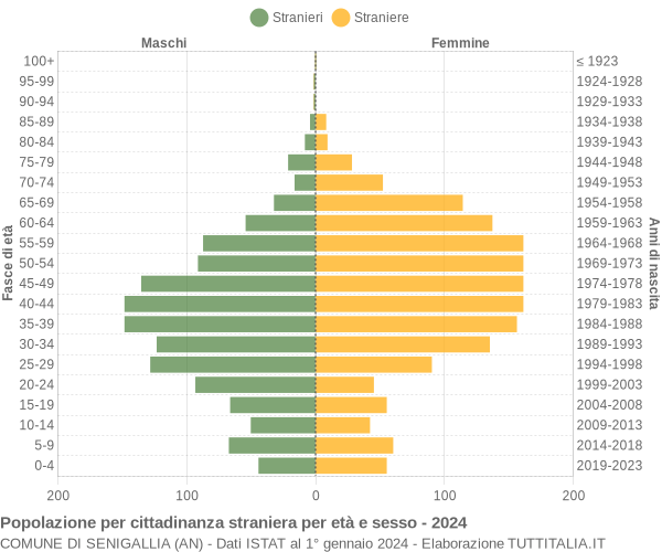 Grafico cittadini stranieri - Senigallia 2024