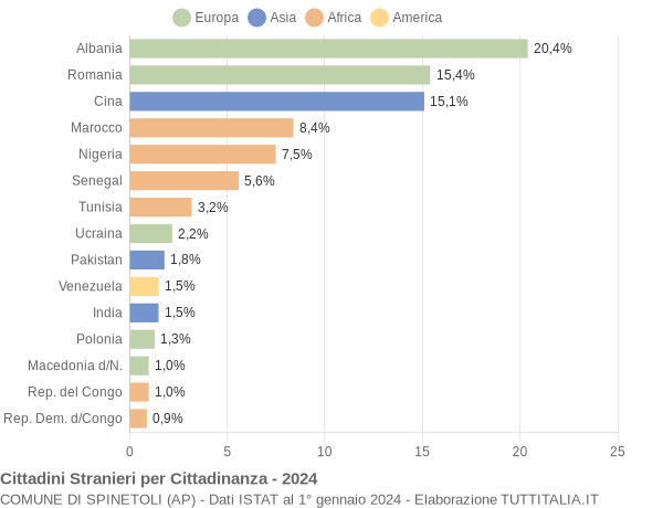 Grafico cittadinanza stranieri - Spinetoli 2024