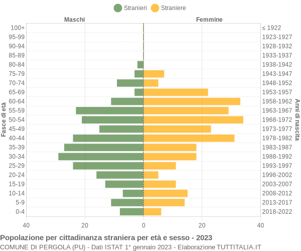 Grafico cittadini stranieri - Pergola 2023