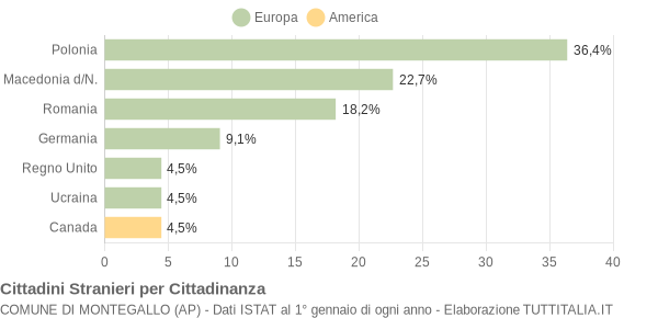 Grafico cittadinanza stranieri - Montegallo 2008