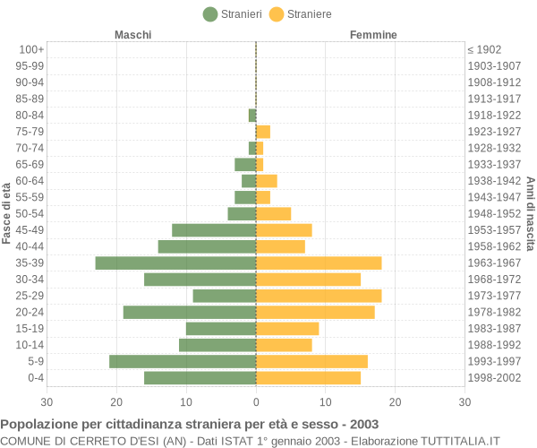 Grafico cittadini stranieri - Cerreto d'Esi 2003