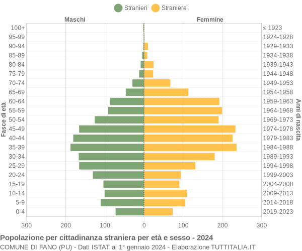 Grafico cittadini stranieri - Fano 2024