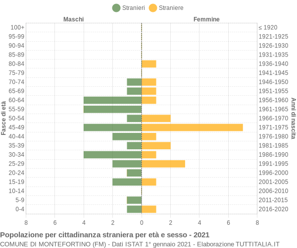 Grafico cittadini stranieri - Montefortino 2021